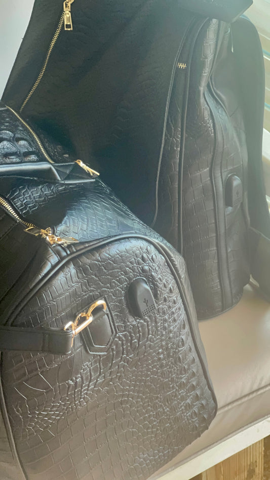 Travel with Purpose: The FLY444 Croc-Patterned Luggage Set - Style Meets Social Impact
